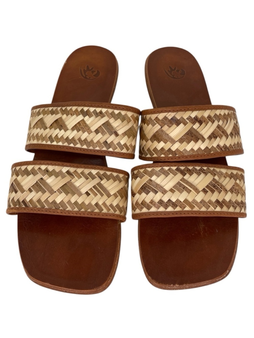 MACAVUANA Capim Sandals Handmade in Mexico Woven Palm Tan Brown Size 9